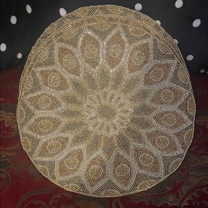 4 Gold and Silver Beaded Placemat